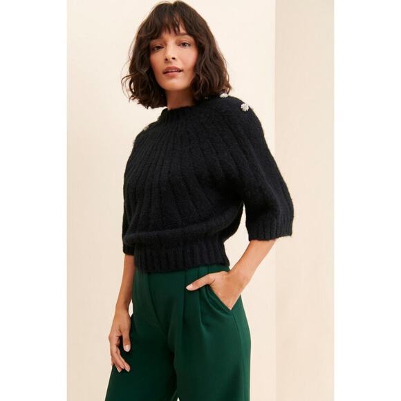 Bishop + young chandler knit sweater‎ black rhinestone embellishment small - Picture 2 of 13